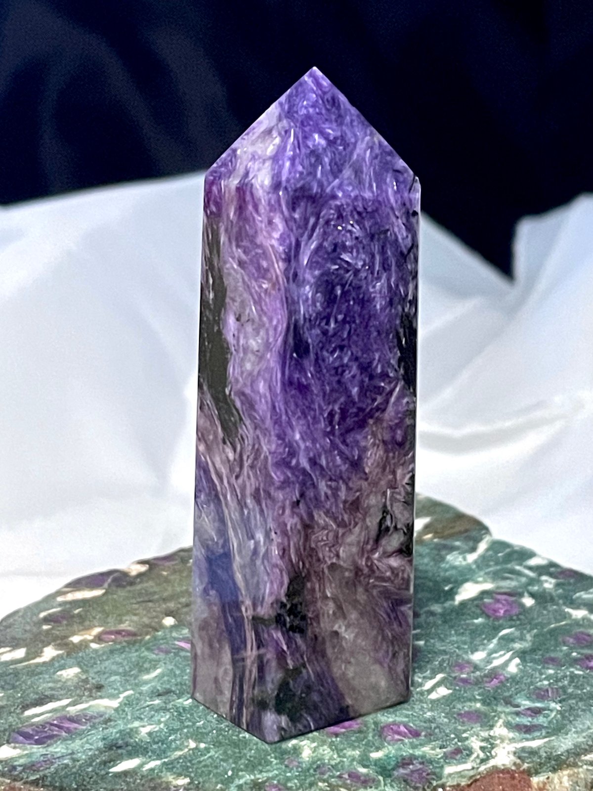 希少石☆高品質【チャロアイト】タワー◇ポイント◇四角柱◇天然石