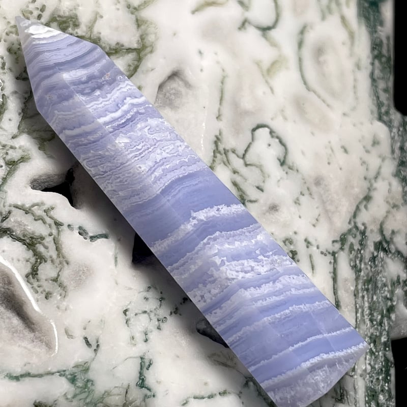 ブルーレースアゲート【空色縞瑪瑙】タワー◇六角柱ポイント◇天然石