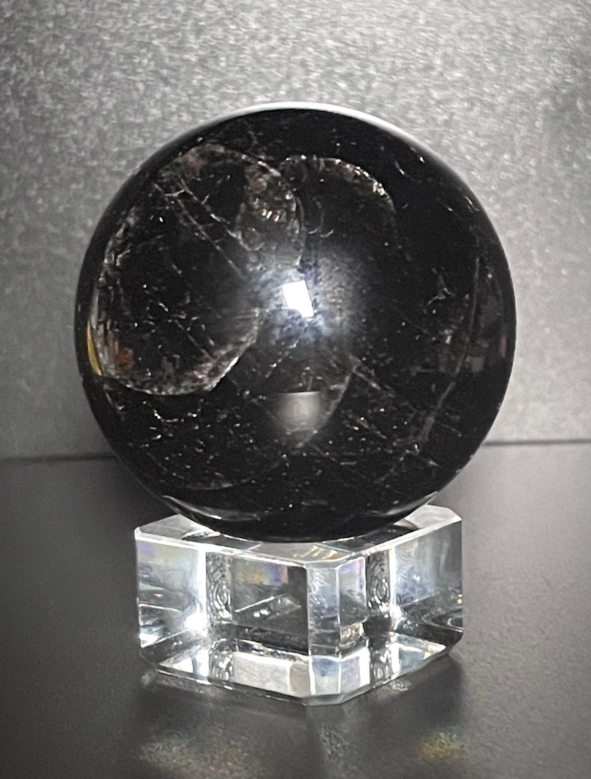 大玉！天然石 美麗高品質 特大モリオンスフィア 大玉C 天眼あり約35.5