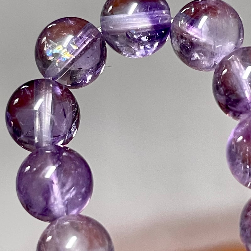 アメジスト エレスチャル【紫骸骨水晶】ブレスレット◇天然石