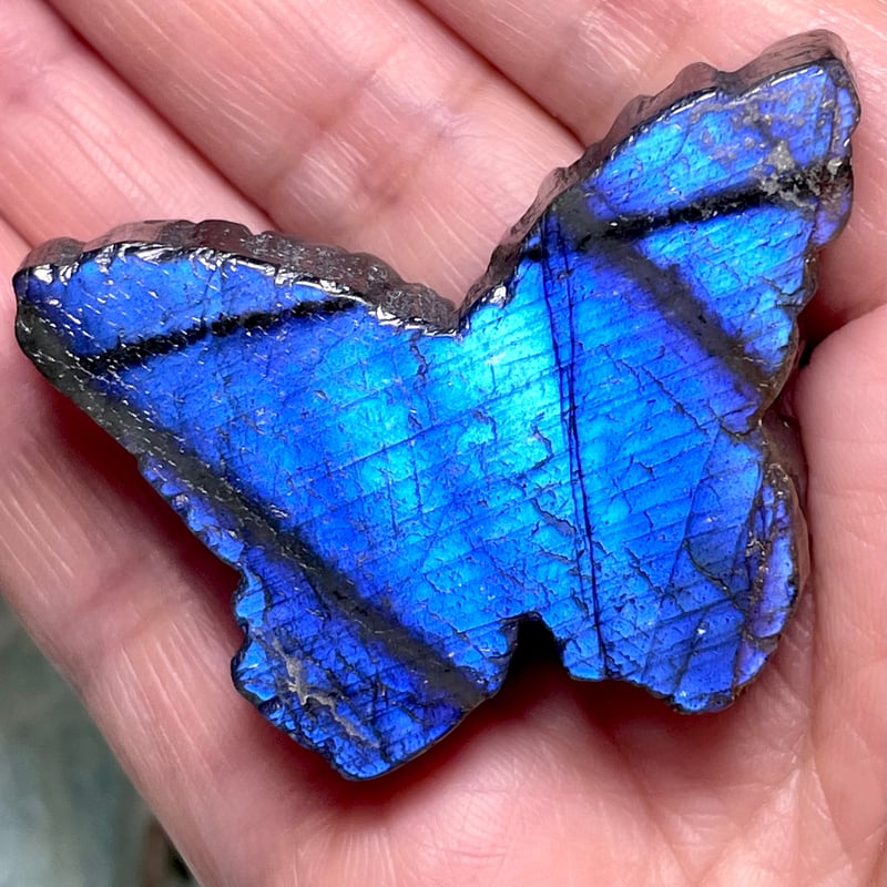 ラブラドライト】蝶々◇彫刻◇カービング◇天然石◇パワーストーン