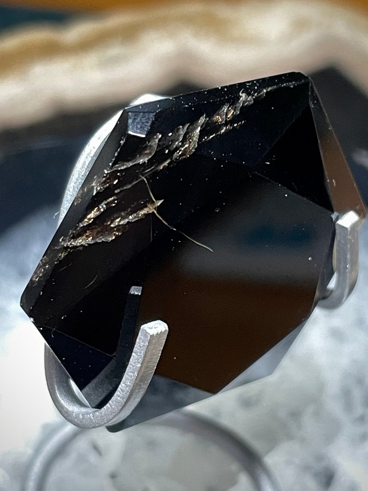ご確認専用です♡モリオン六芒星　黒翡翠　黒瑪瑙ボタン モリオン【黒水晶】六芒星◇ヘキサゴン型◇タンブル◇天然石