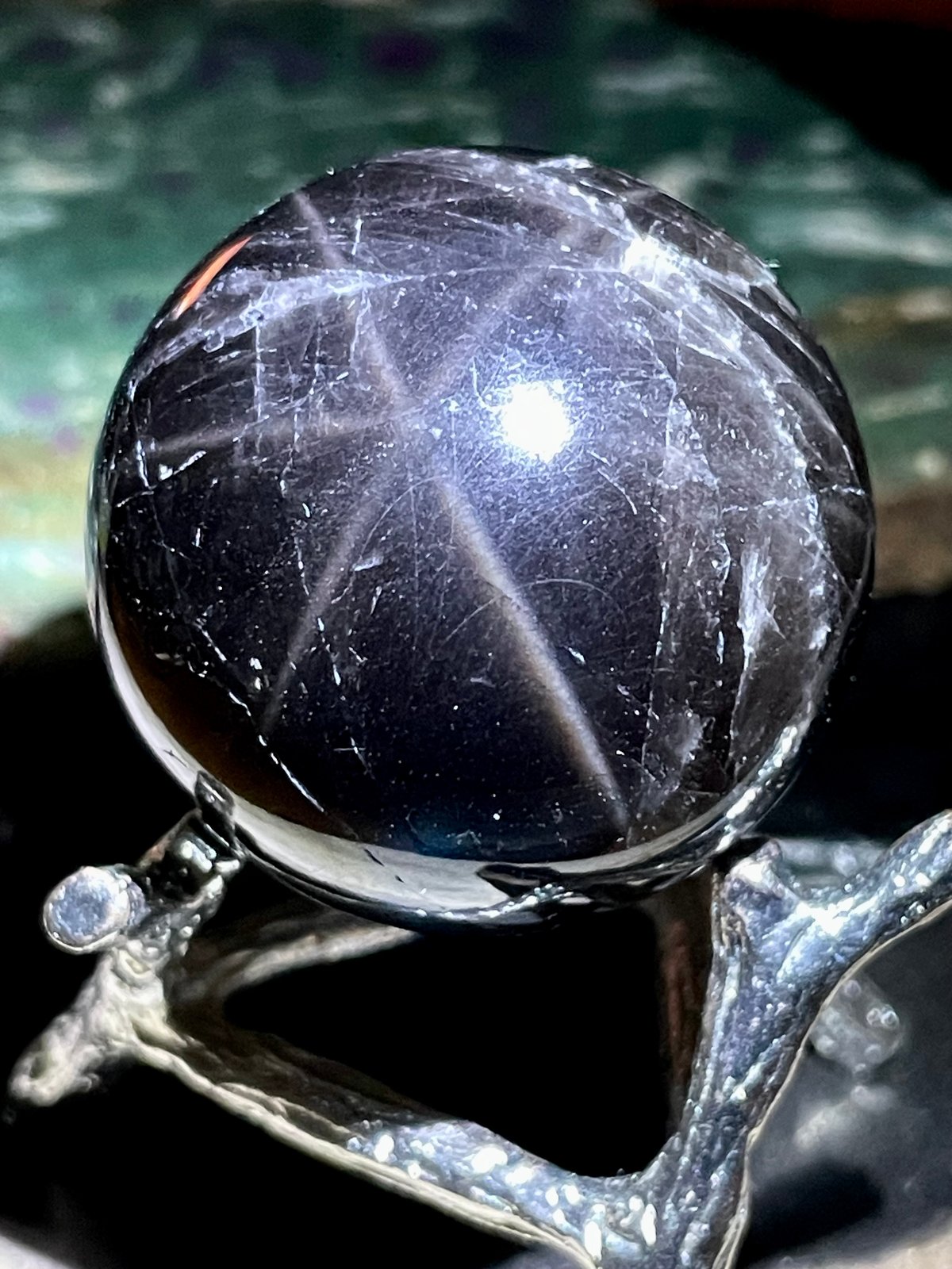 スター☆モリオン【星彩黒水晶】丸玉○スフィア◇天然石