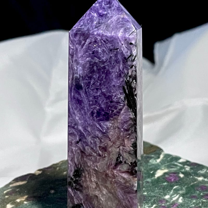 希少石☆高品質【チャロアイト】タワー◇ポイント◇四角柱◇天然石