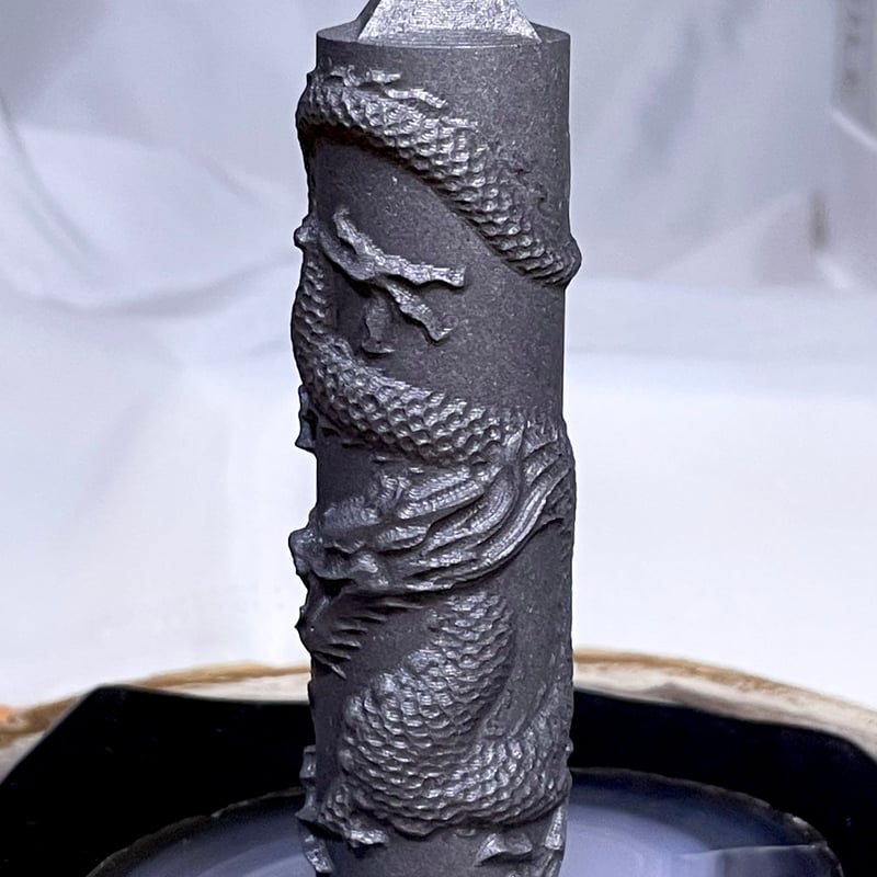天然石スモーキークォーツ 龍彫りタワー置物 No.2260 天然石スモーキー