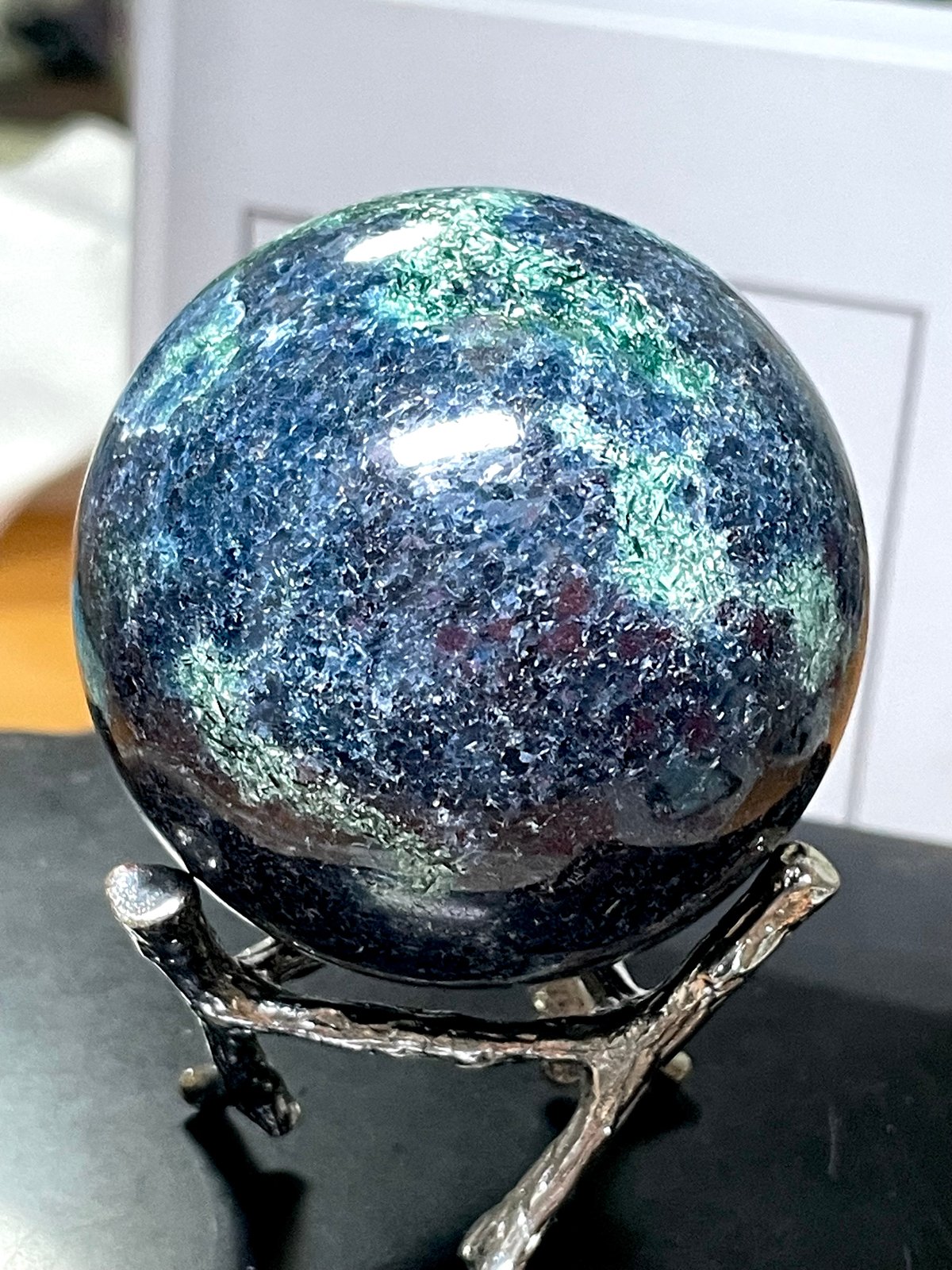 ルビーインカイヤナイト【フックサイト共生】丸玉○スフィア○天然石