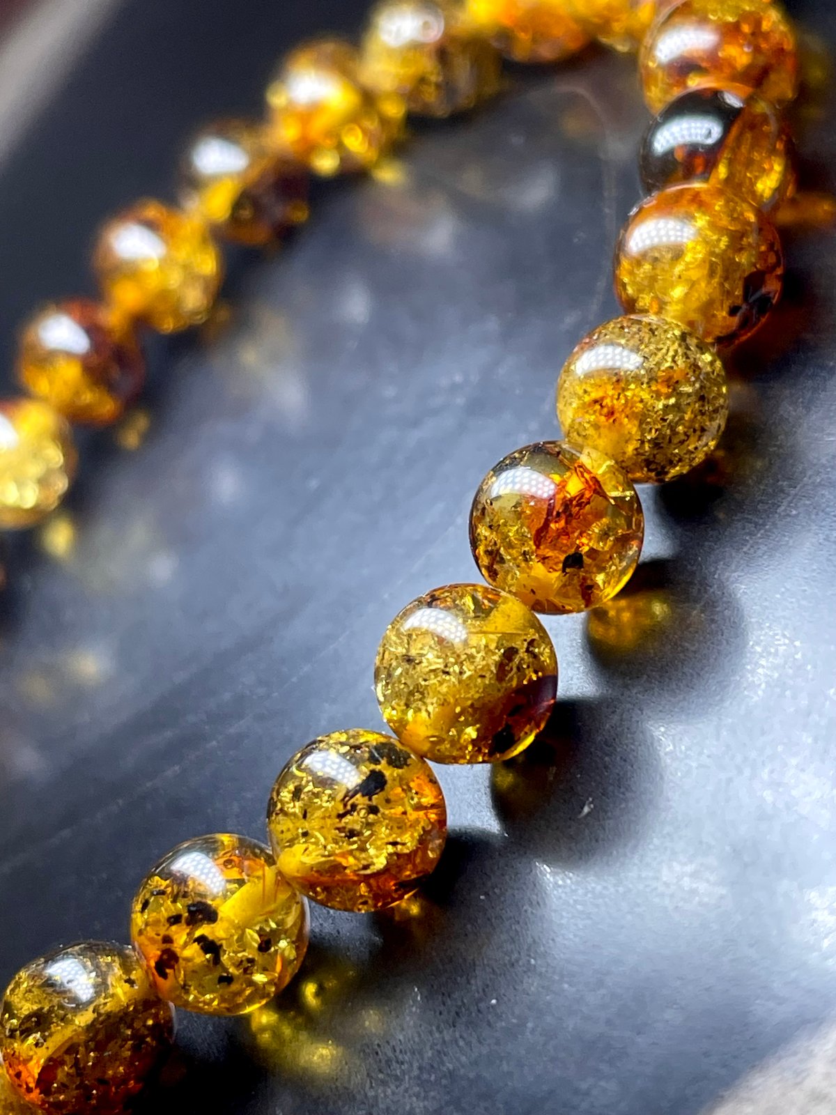 スパーリングメープルハニー◇アンバー【天然琥珀】ブレスレット◇7.3