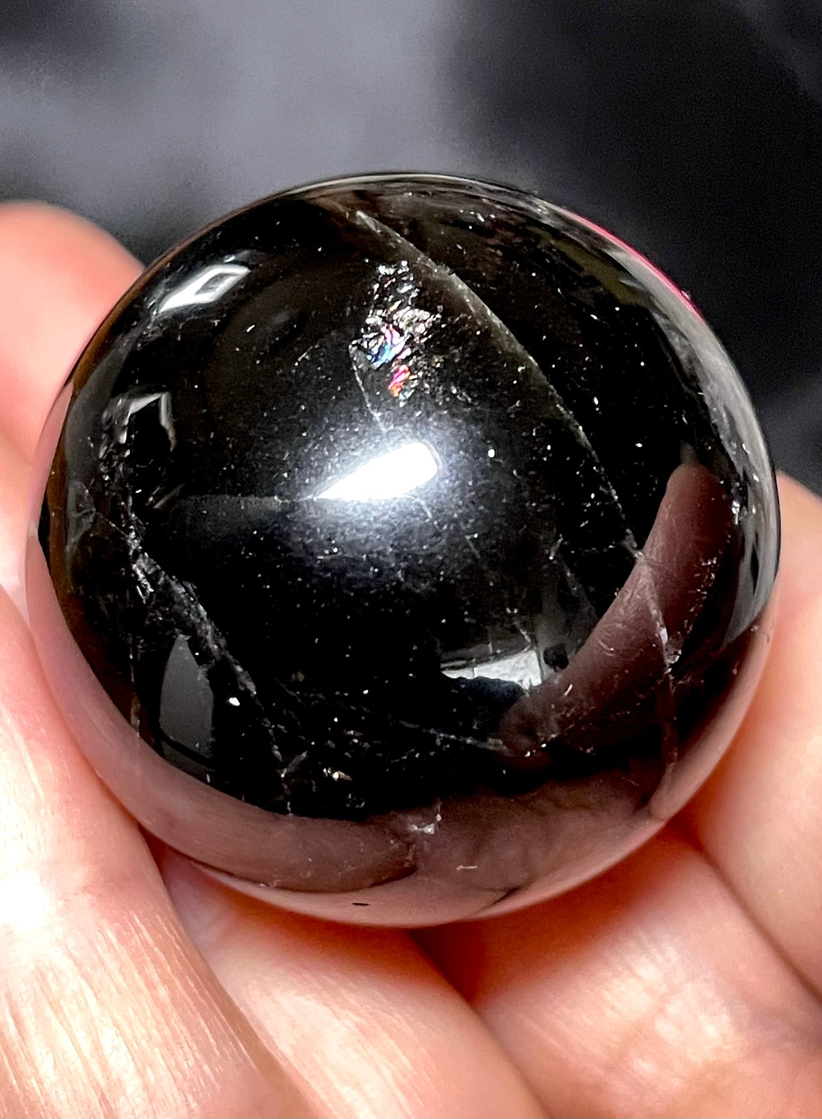 モリオン【黒水晶】丸玉○スフィア◇虹・アイリス◇天然石