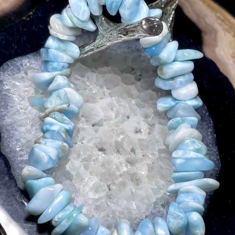 良質☆ラリマー【ブルーペクトライト】 さざれ◇ブレスレット◇天然石