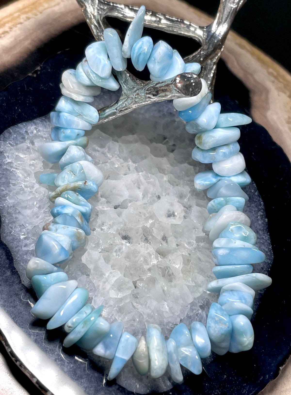 良質☆ラリマー【ブルーペクトライト】 さざれ◇ブレスレット◇天然石