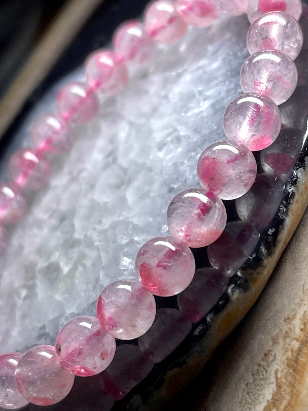 AA☆ロードナイトシリカ【薔薇輝石】ブレスレット◇天然石