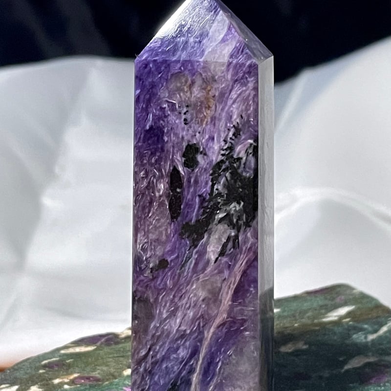 希少石☆高品質【チャロアイト】タワー◇ポイント◇四角柱◇天然石