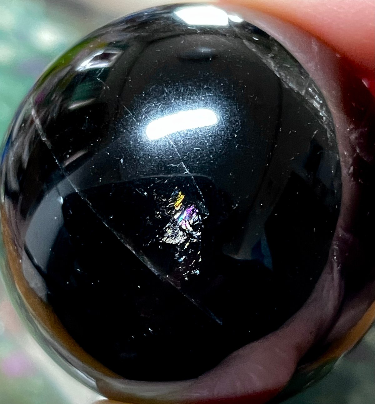 モリオン【黒水晶】丸玉○スフィア◇虹・アイリス◇天然石