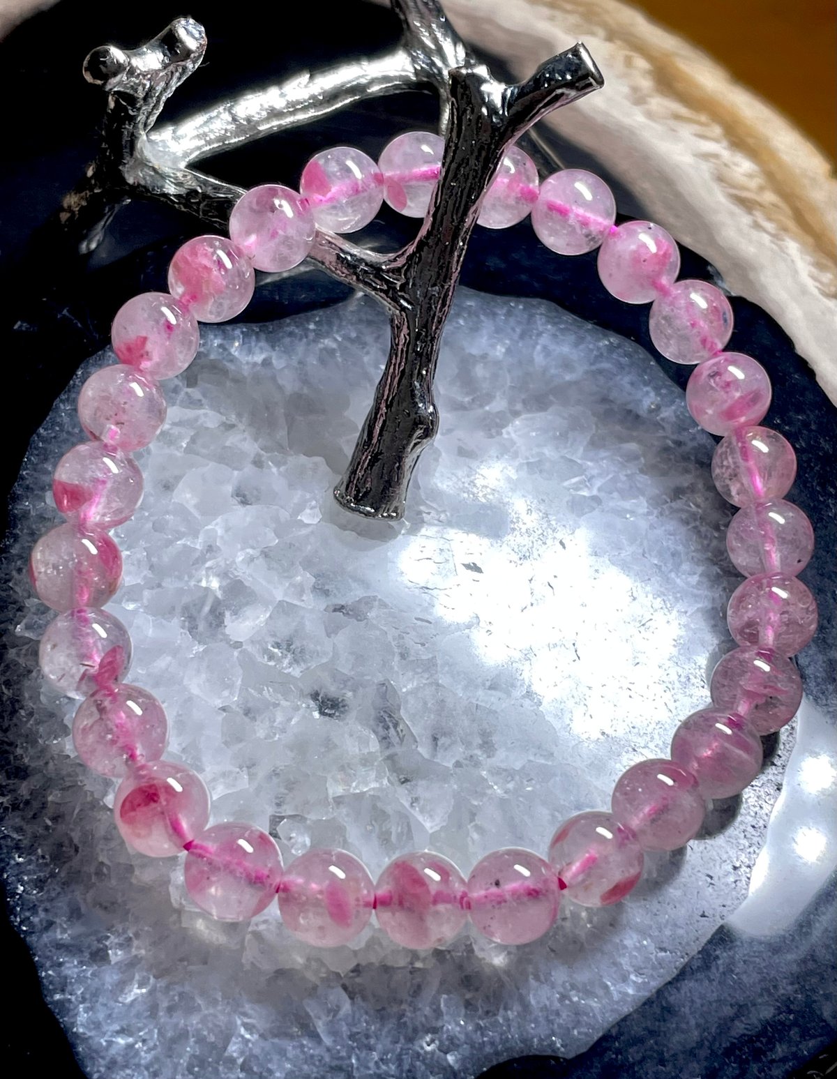 AA☆ロードナイトシリカ【薔薇輝石】ブレスレット◇天然石