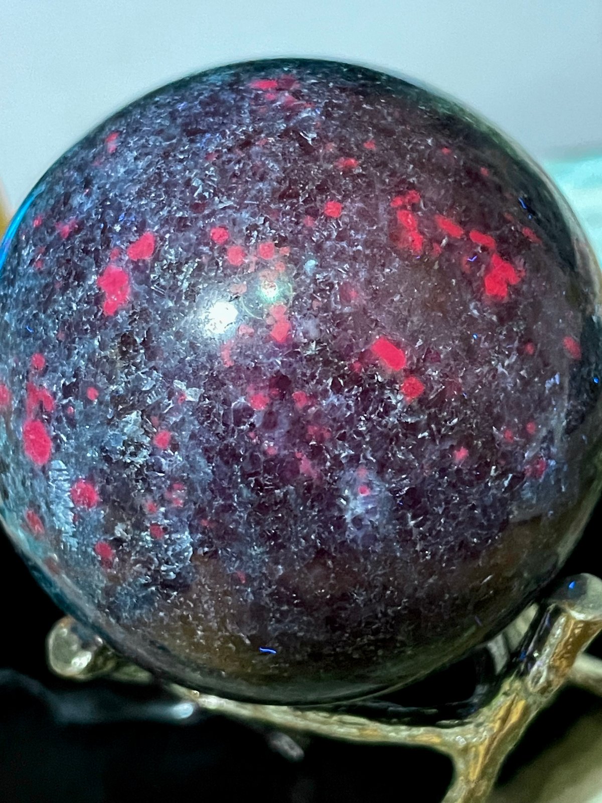 ルビーインカイヤナイト【フックサイト共生】丸玉○スフィア○天然石