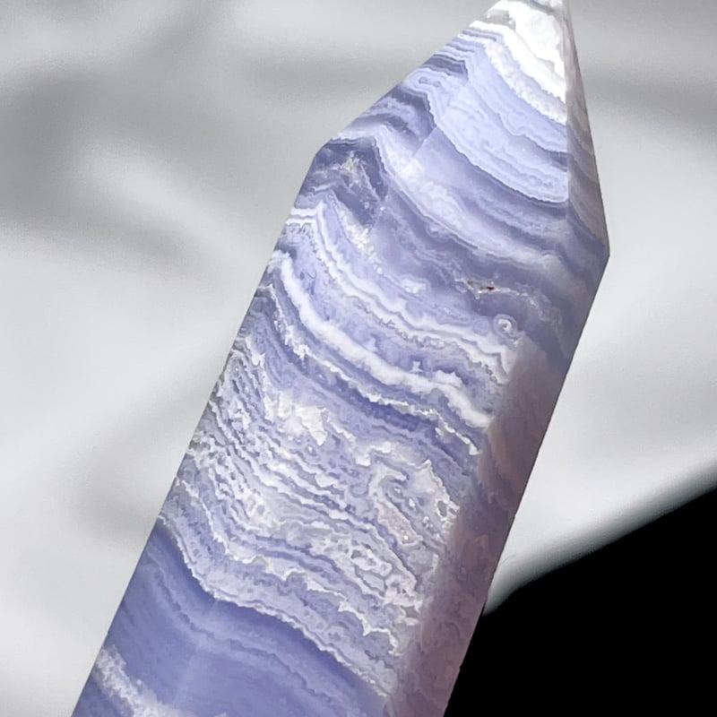 ブルーレースアゲート【空色縞瑪瑙】タワー◇六角柱ポイント◇天然石