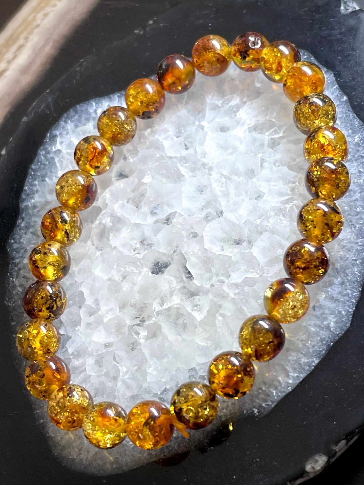 スパーリングメープルハニー◇アンバー【天然琥珀】ブレスレット◇7.3