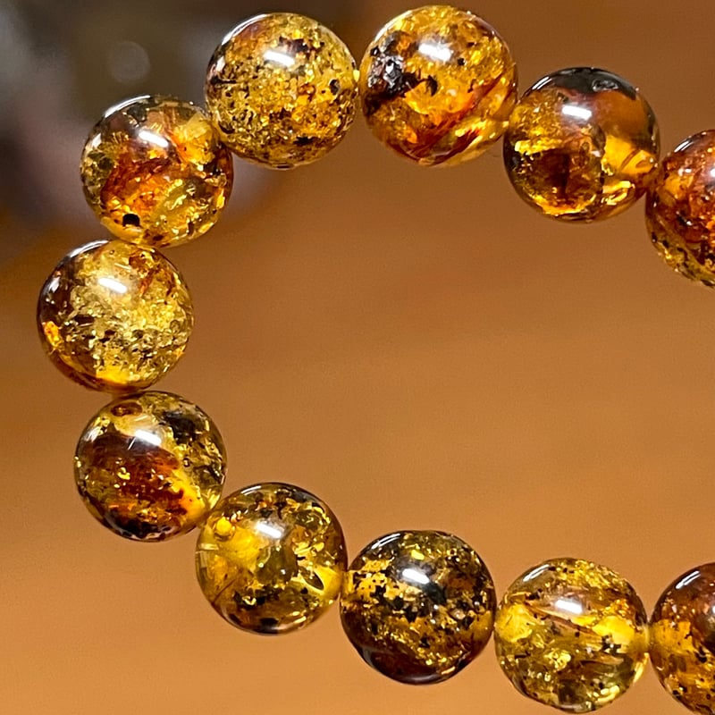 スパーリングメープルハニー◇アンバー【天然琥珀】ブレスレット◇7.3