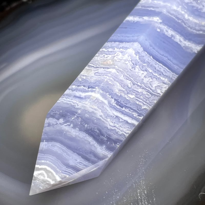 ブルーレースアゲート【空色縞瑪瑙】タワー◇六角柱ポイント◇天然石