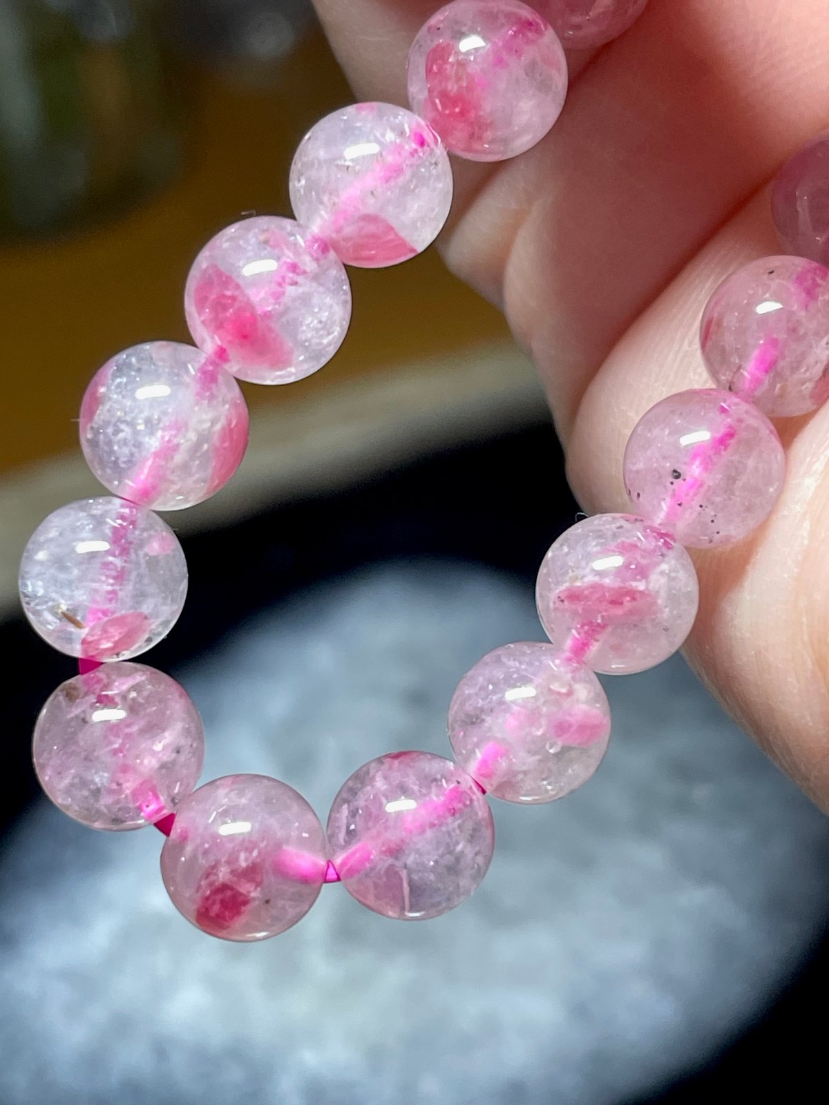 AA☆ロードナイトシリカ【薔薇輝石】ブレスレット◇天然石