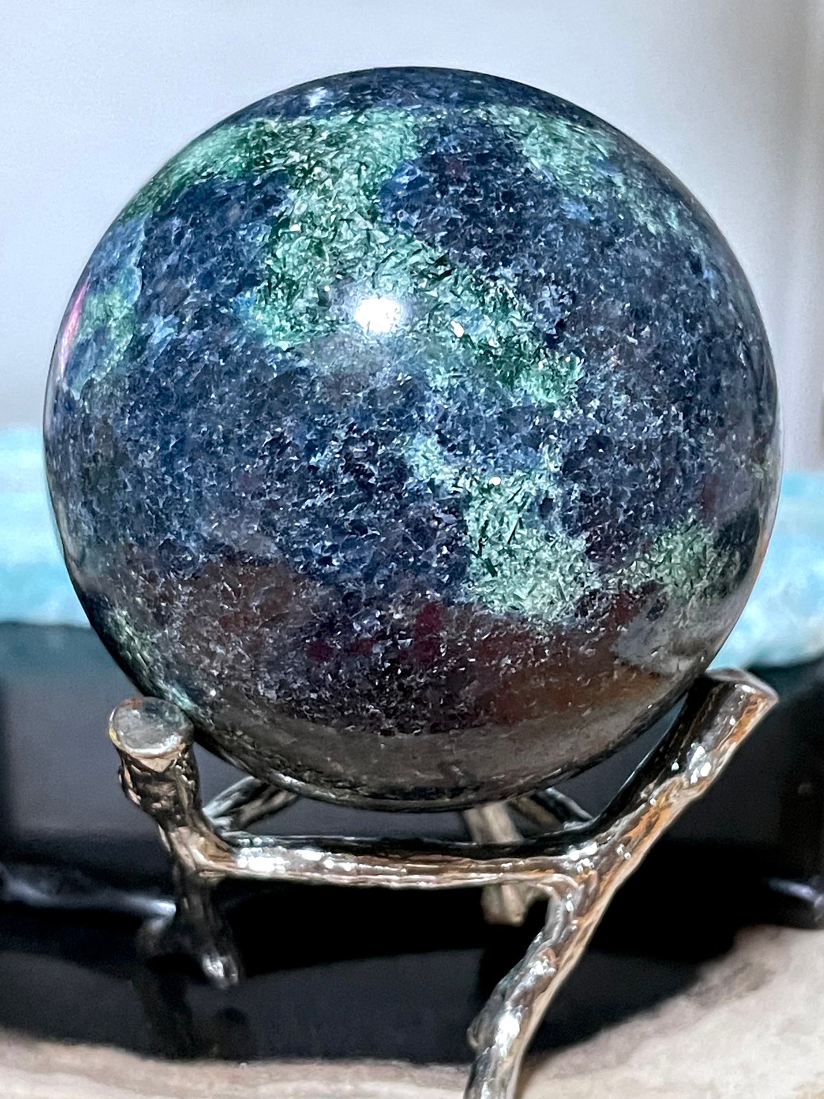 ルビーインカイヤナイト【フックサイト共生】丸玉○スフィア○天然石