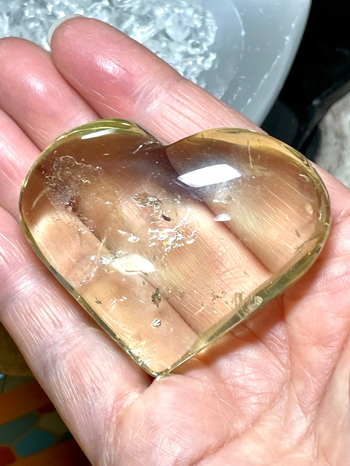 hhkk様　高品質　シトリン　パーム　握り石　透明感 シトリン【黄水晶】ハート型◇パーム◇天然石◇パワーストーン