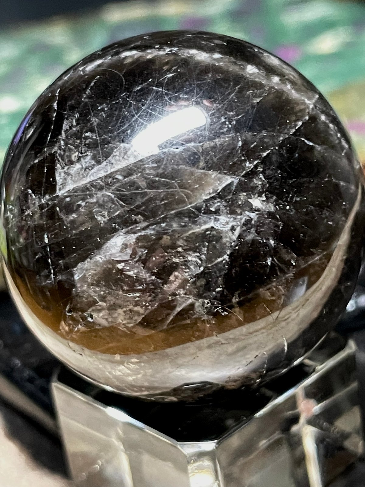 【強力魔除・浄化・六芒星】希少！チベット産！スターモリオンスフィア⭐️R 168 スター☆モリオン【星彩黒水晶】丸玉○スフィア◇天然石