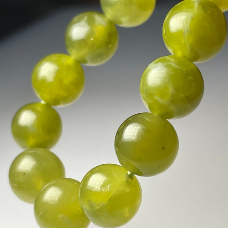 専用　斑入り　ウェベリー　黄中斑　激レア　オリザバ　リップルエフェクト ミルキー サーペンティン【蛇紋石】ブレスレット◇天然石