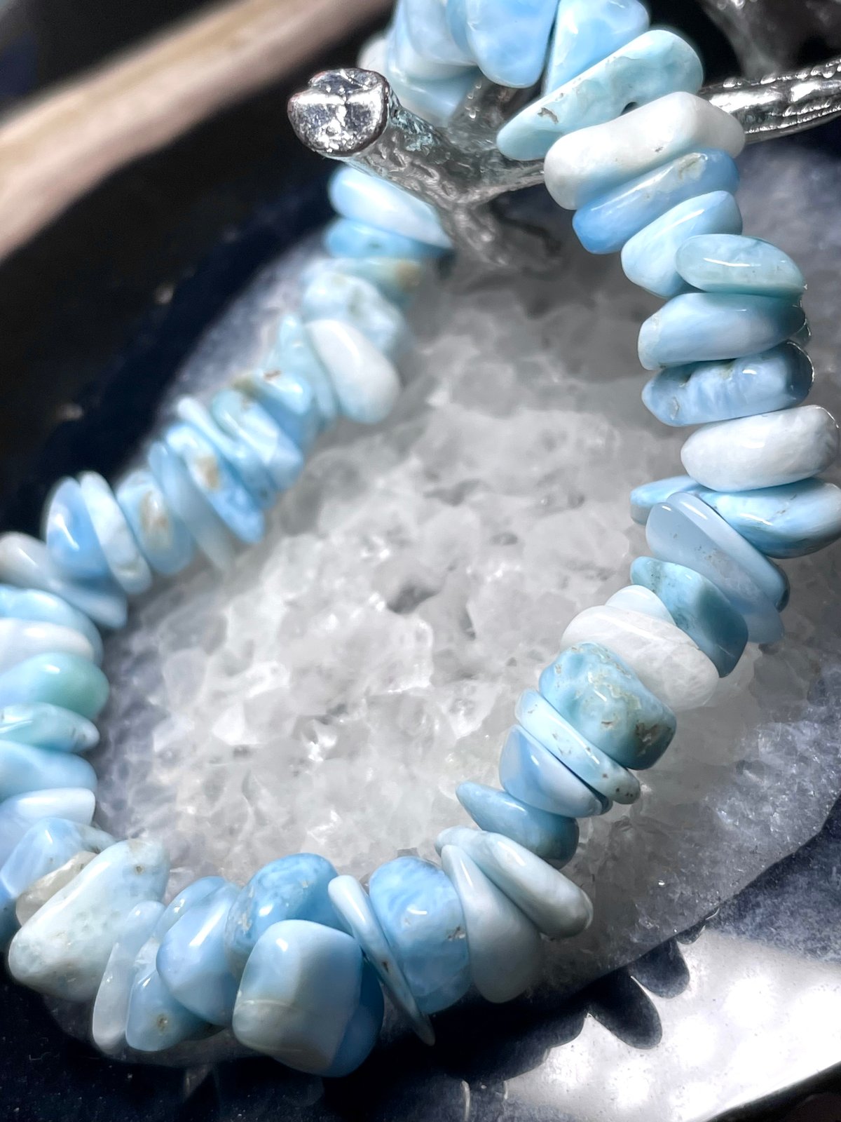 良質☆ラリマー【ブルーペクトライト】 さざれ◇ブレスレット◇天然石