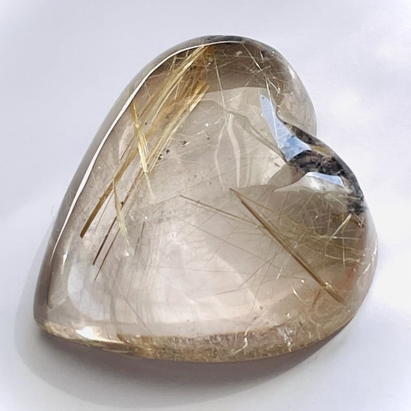 超透明ゴールドルチルクォーツハート型◇タンブル金針水晶石
