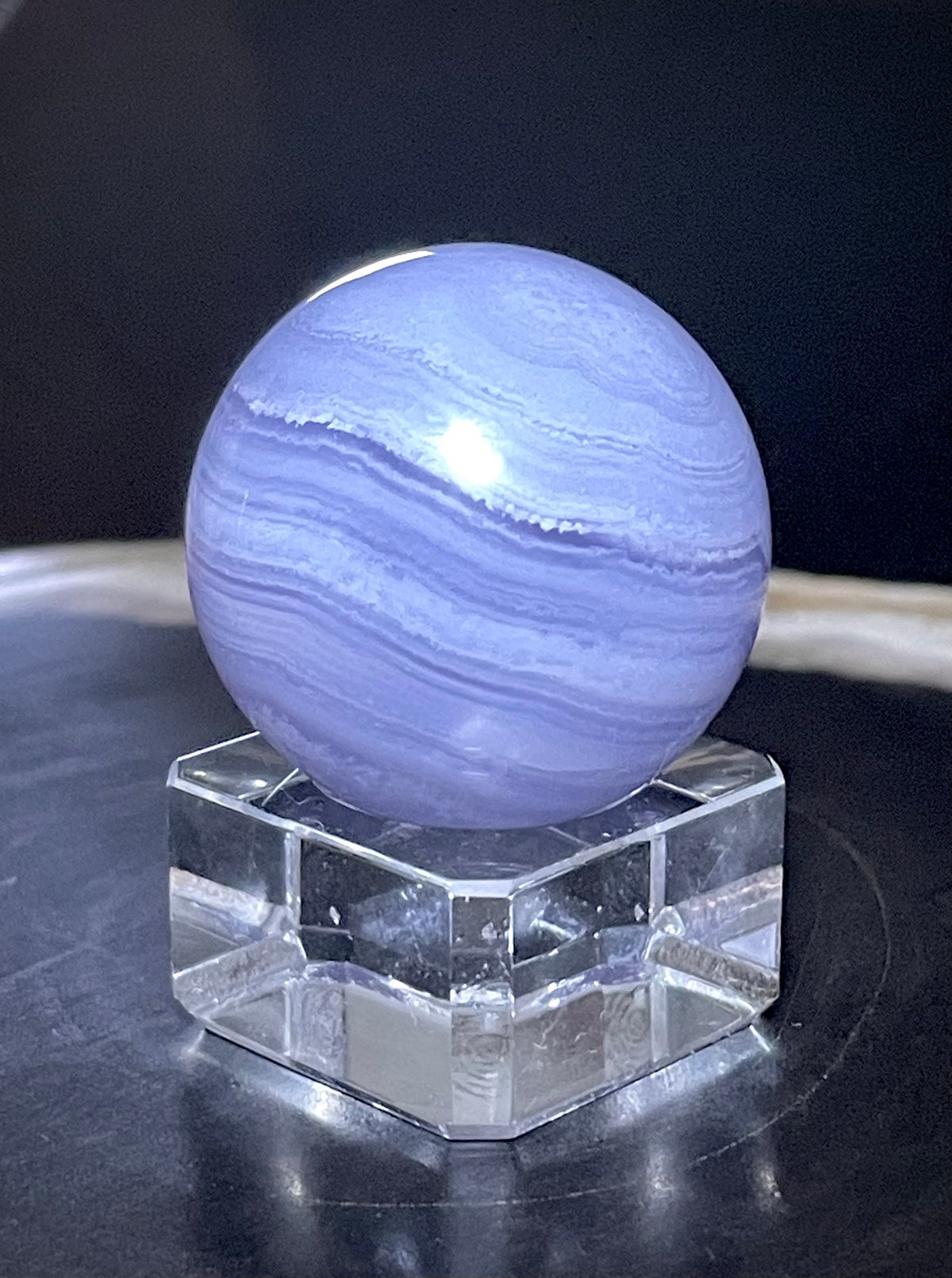 高品質☆ブルーレースアゲート【空色縞瑪瑙】スフィア○丸玉 高品質☆ブルーレースアゲート【空色縞瑪瑙】スフィア○丸玉