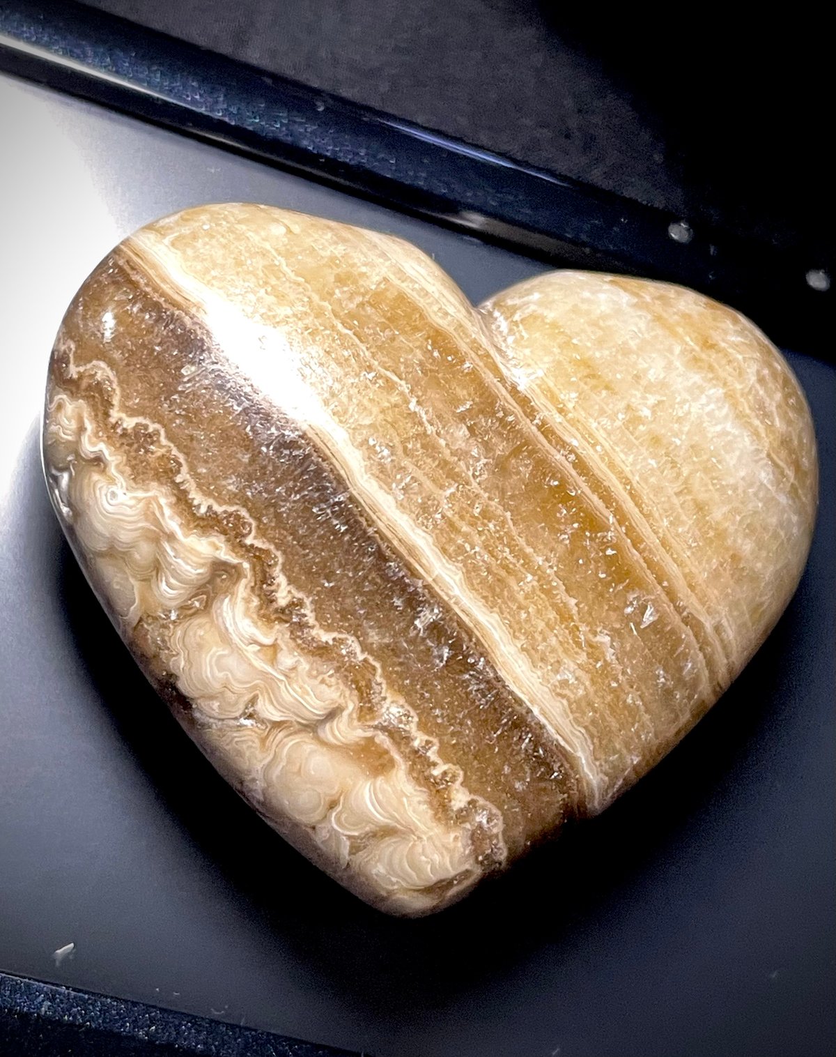 チョコレートカルサイト】ハート型◇パーム◇天然石◇パワーストーン