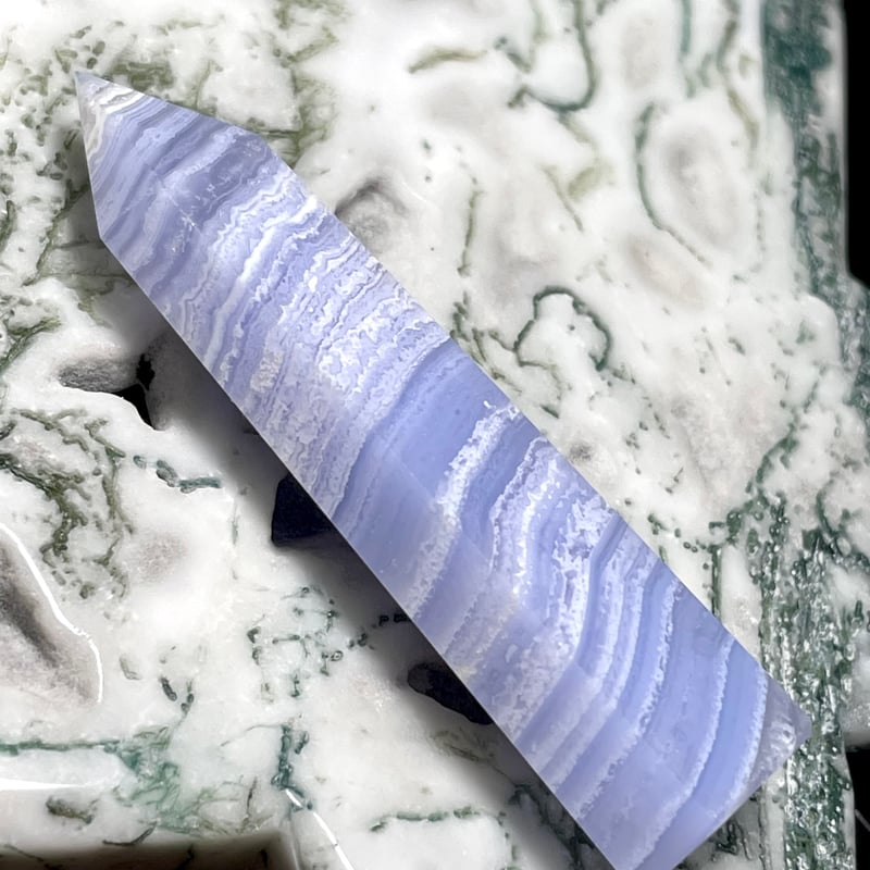 ブルーレースアゲート【空色縞瑪瑙】タワー◇六角柱ポイント◇天然石