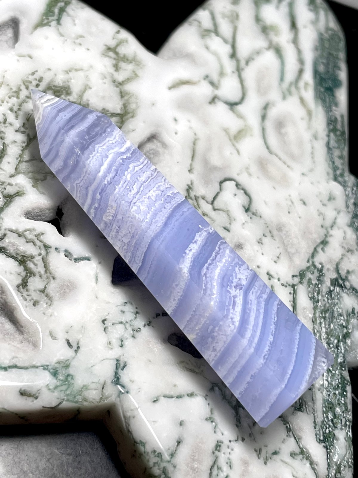 ブルーレースアゲート【空色縞瑪瑙】タワー◇六角柱ポイント◇天然石