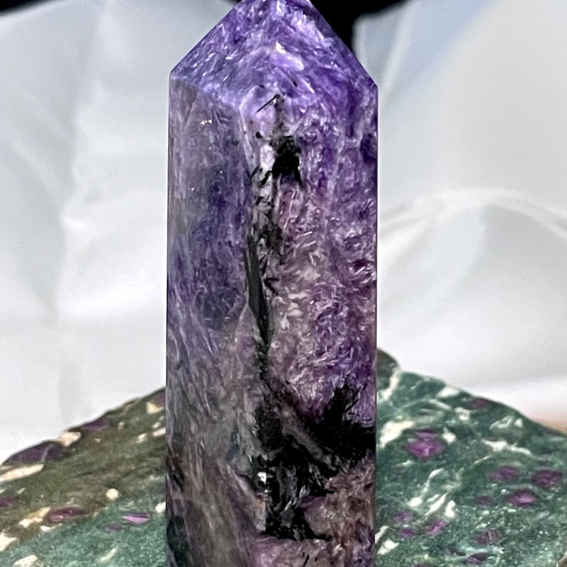 希少石☆高品質【チャロアイト】タワー◇ポイント◇四角柱◇天然石