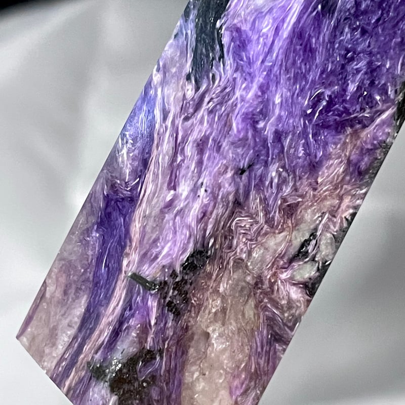 希少石☆高品質【チャロアイト】タワー◇ポイント◇四角柱◇天然石