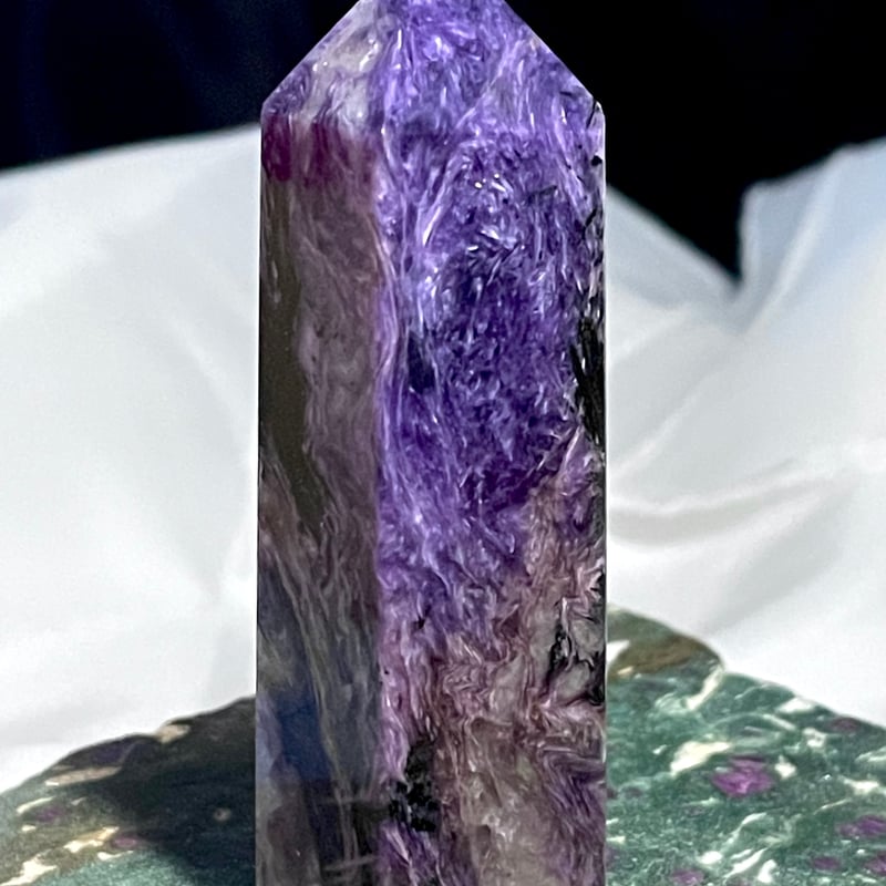 希少石☆高品質【チャロアイト】タワー◇ポイント◇四角柱◇天然石