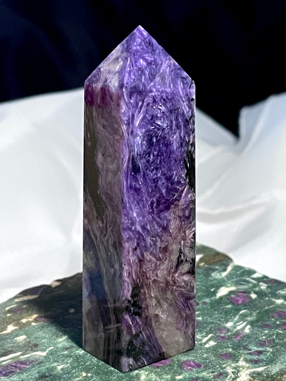 希少石☆高品質【チャロアイト】タワー◇ポイント◇四角柱◇天然石