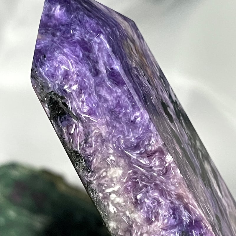 希少石☆高品質【チャロアイト】タワー◇ポイント◇四角柱◇天然石