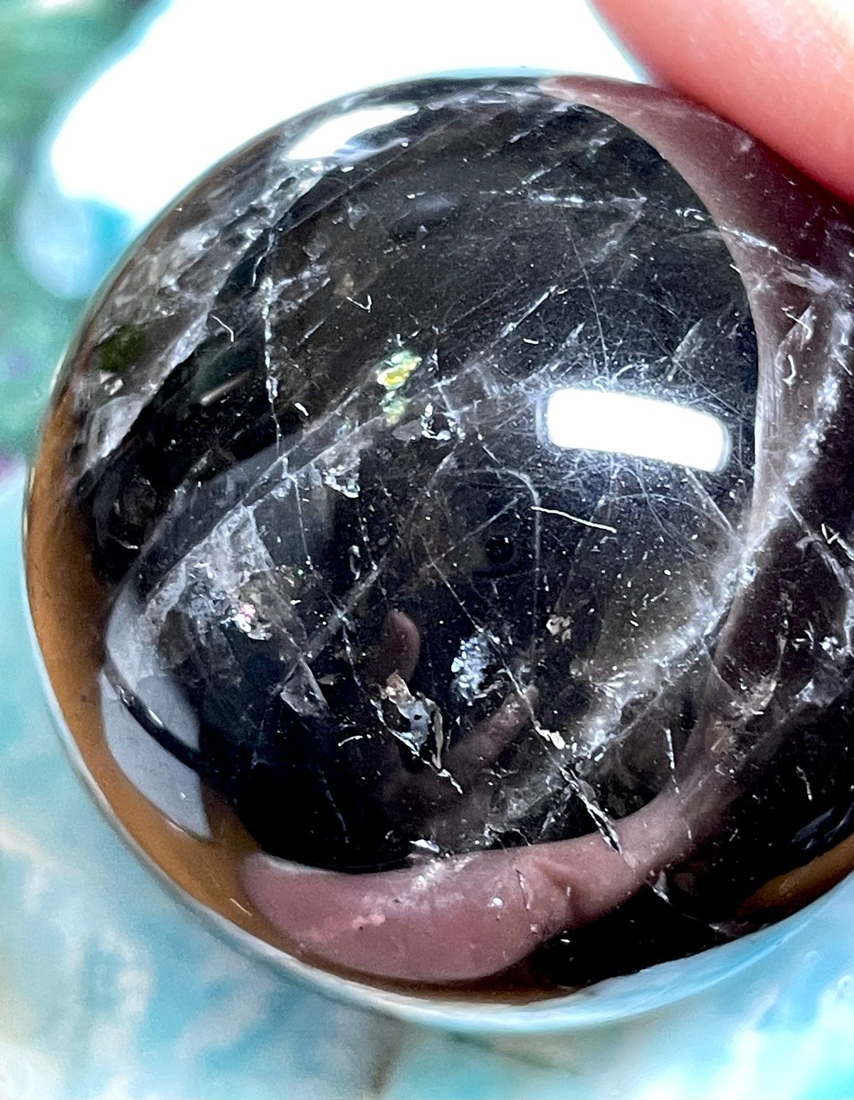 【強力魔除・浄化・六芒星】希少！チベット産！スターモリオンスフィア⭐️R 168 スター☆モリオン【星彩黒水晶】丸玉○スフィア◇天然石