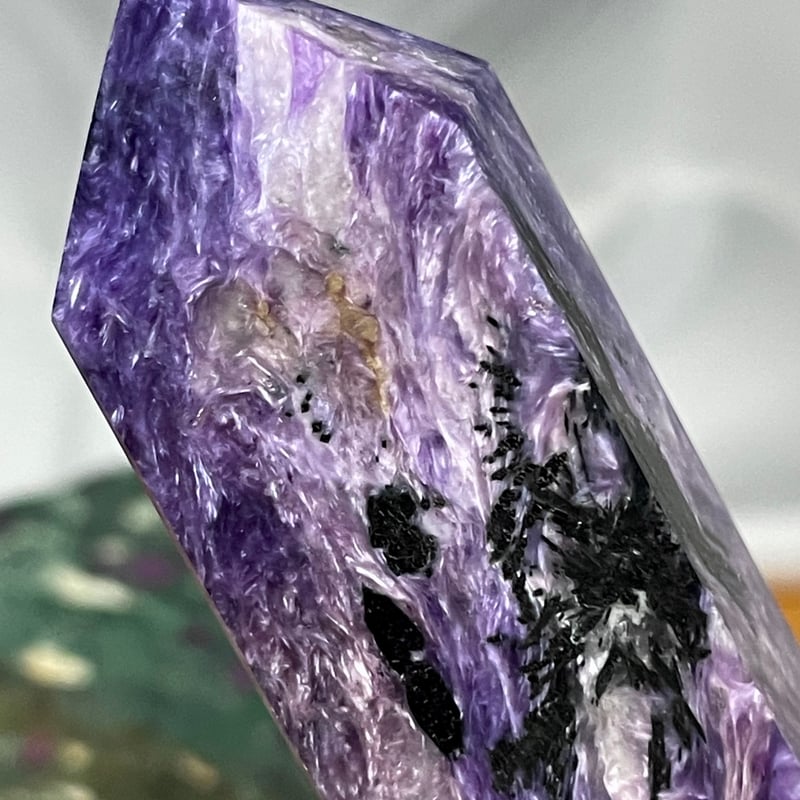 希少石☆高品質【チャロアイト】タワー◇ポイント◇四角柱◇天然石