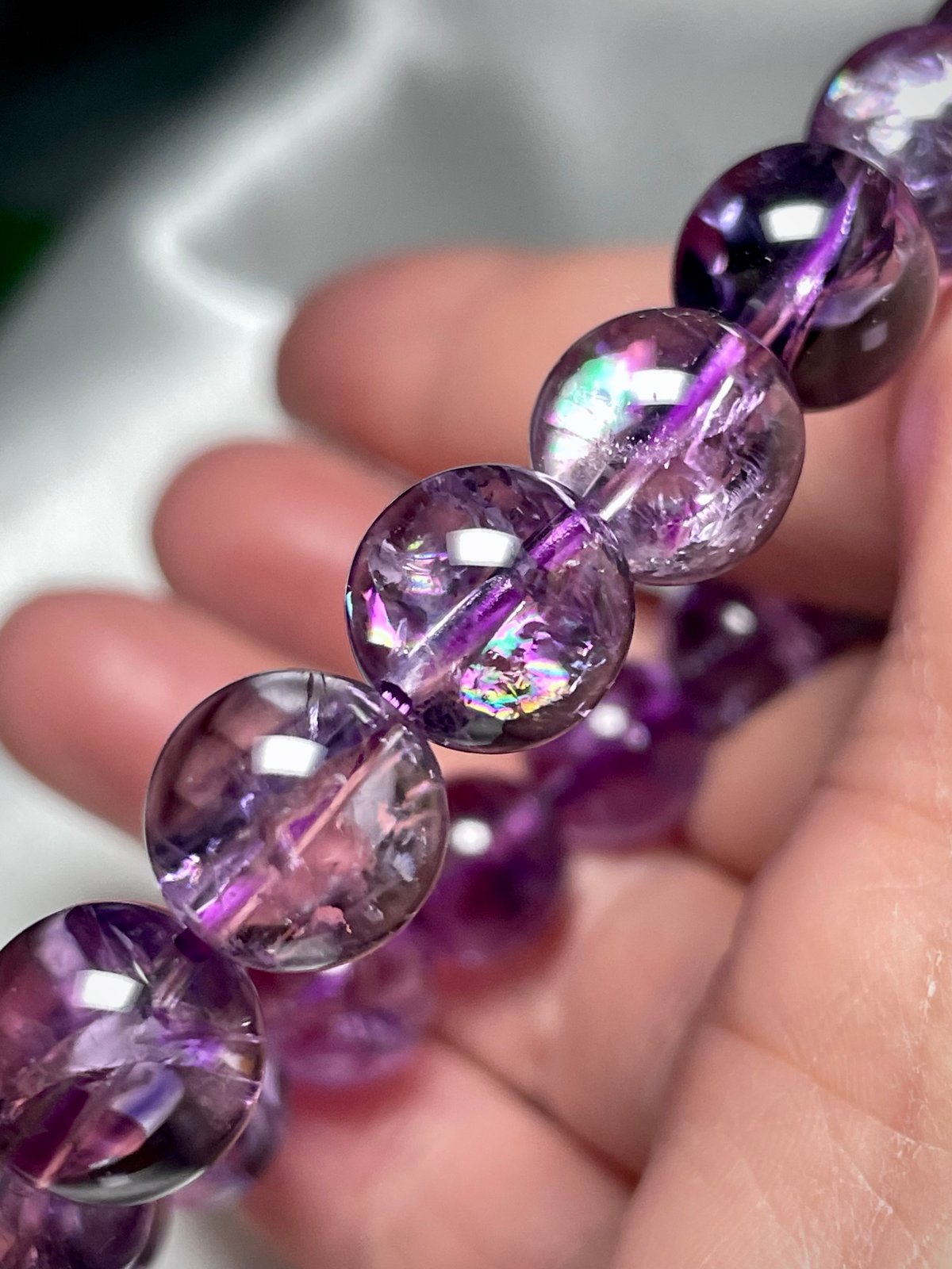 ラベンダー アメジスト【紫水晶】ブレスレット◇アイリスクォーツ