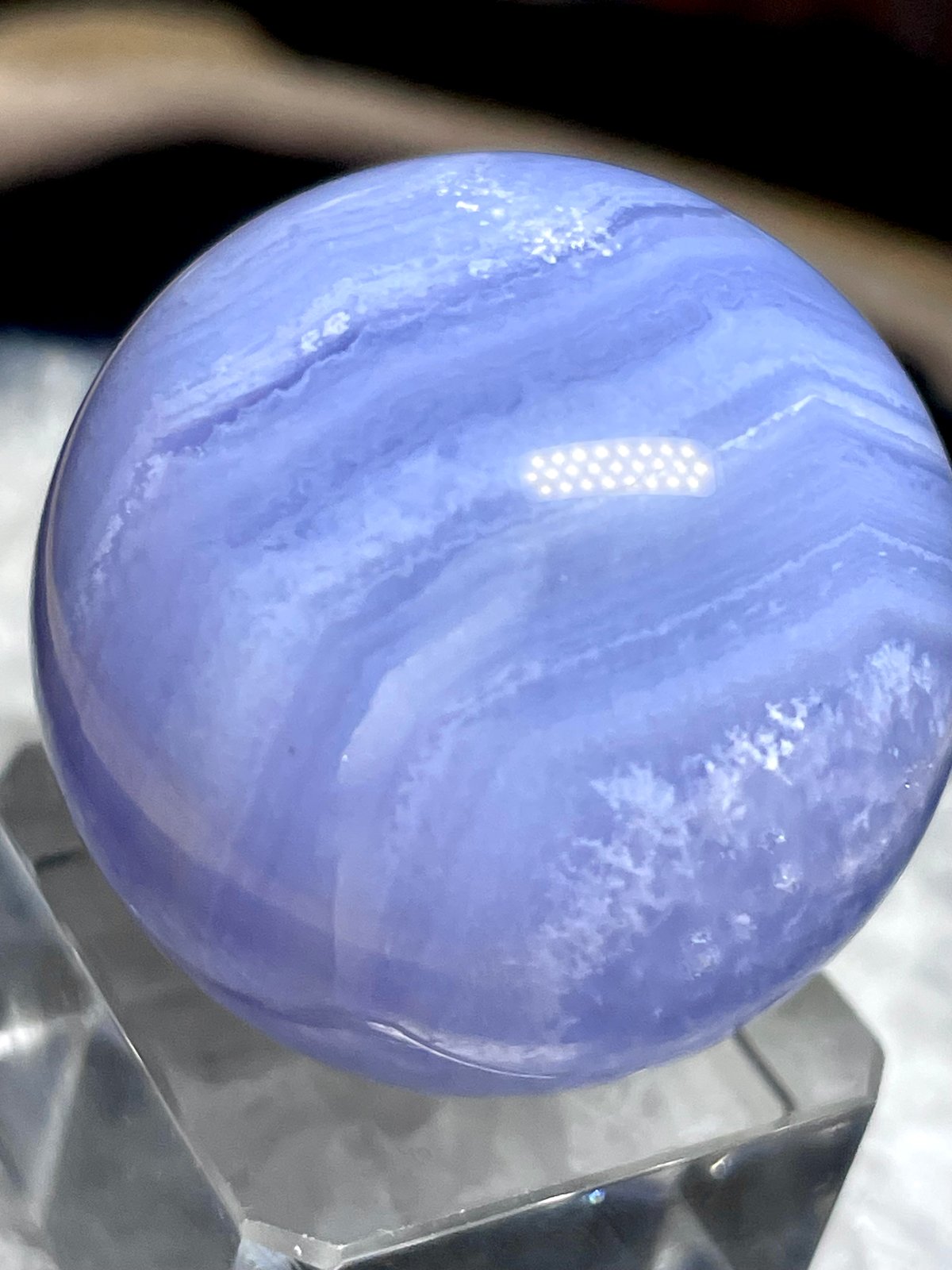高品質☆ブルーレースアゲート【空色縞瑪瑙】スフィア○丸玉 高品質☆ブルーレースアゲート【空色縞瑪瑙】スフィア○丸玉