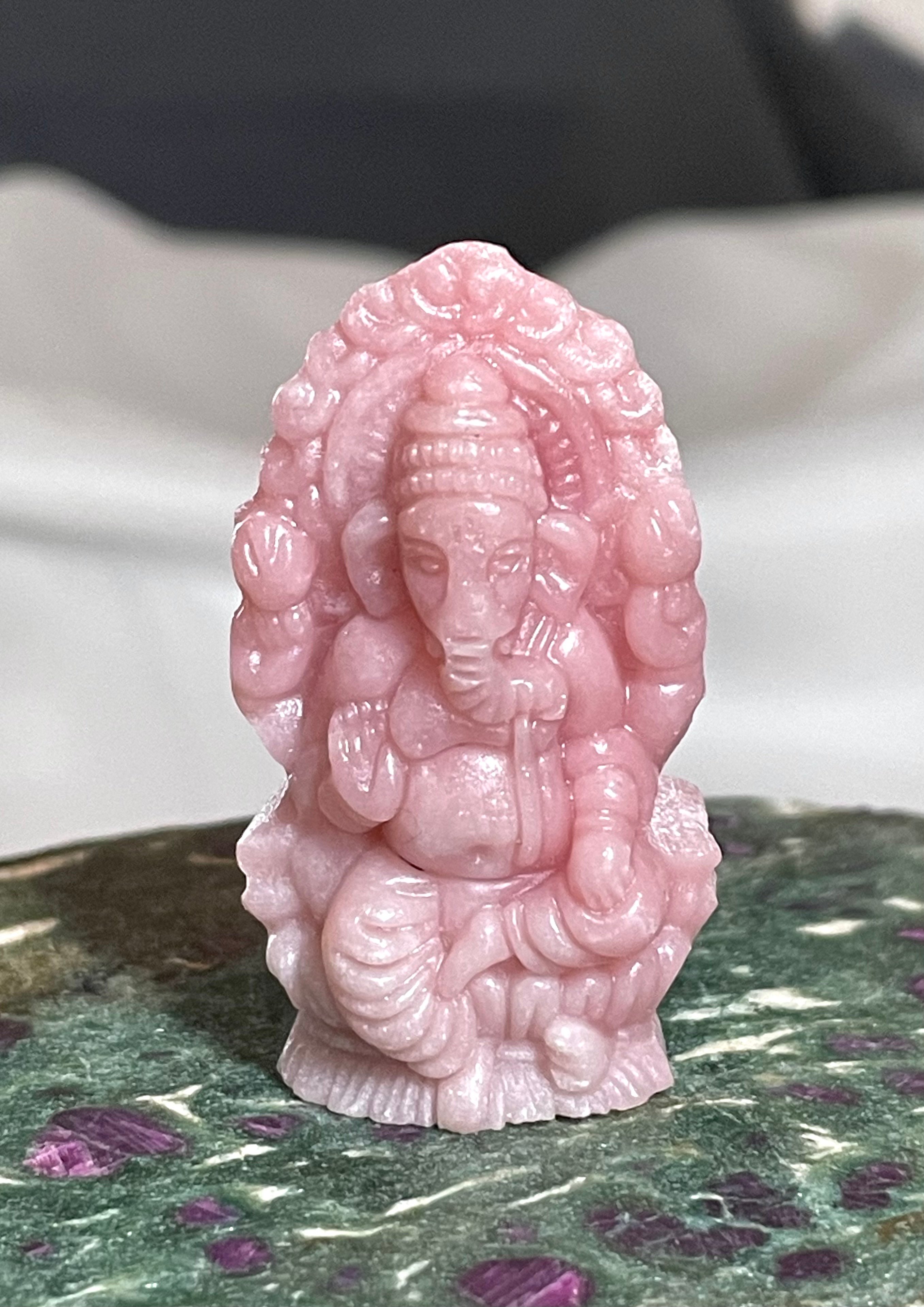 特大天然石 ピンクオパール薔薇カービング 置物 台座付き ピンクオパール【ガネーシャ】置物◇彫刻◇天然石◇パワーストーン