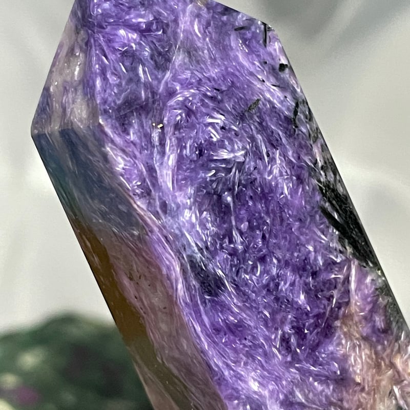 希少石☆高品質【チャロアイト】タワー◇ポイント◇四角柱◇天然石