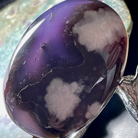 ブルー フラワーアゲート【瑪瑙】パーム◆タンブル◆天然石◆パワーストーン