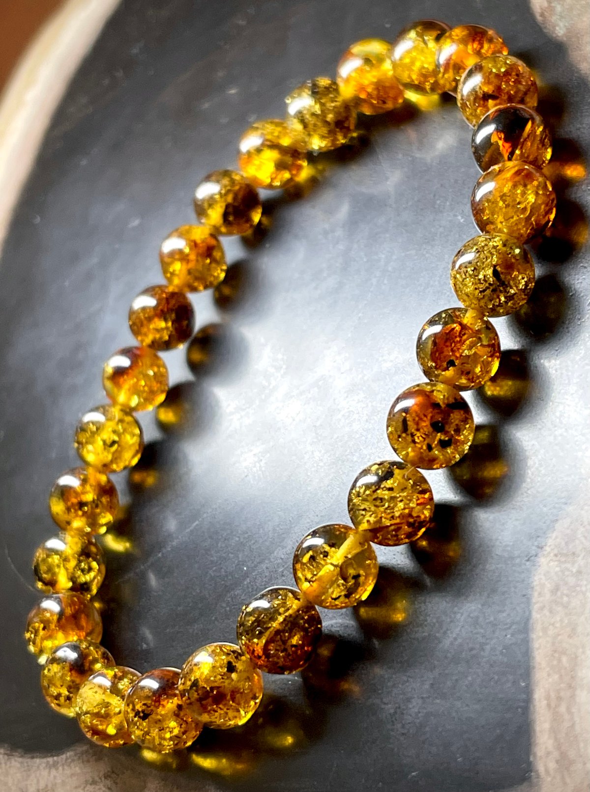 スパーリングメープルハニー◇アンバー【天然琥珀】ブレスレット◇7.3