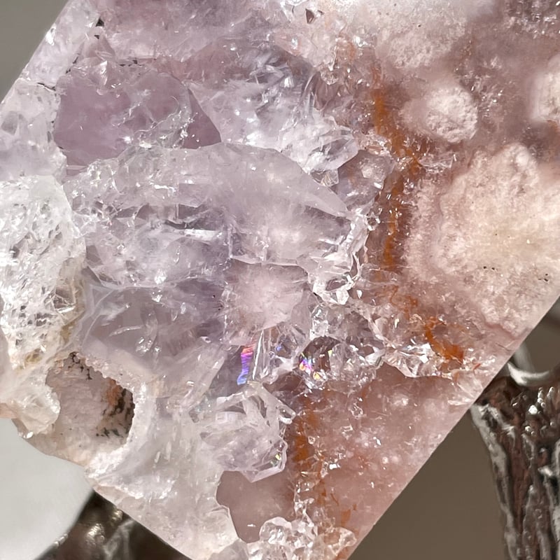 ピンクアメジスト　フラワーアゲート共生　桜瑪瑙 天然石と　丸玉　笑口　2点セット ピンクアメジスト フラワーアゲート共生 桜瑪瑙 天然石と 丸玉