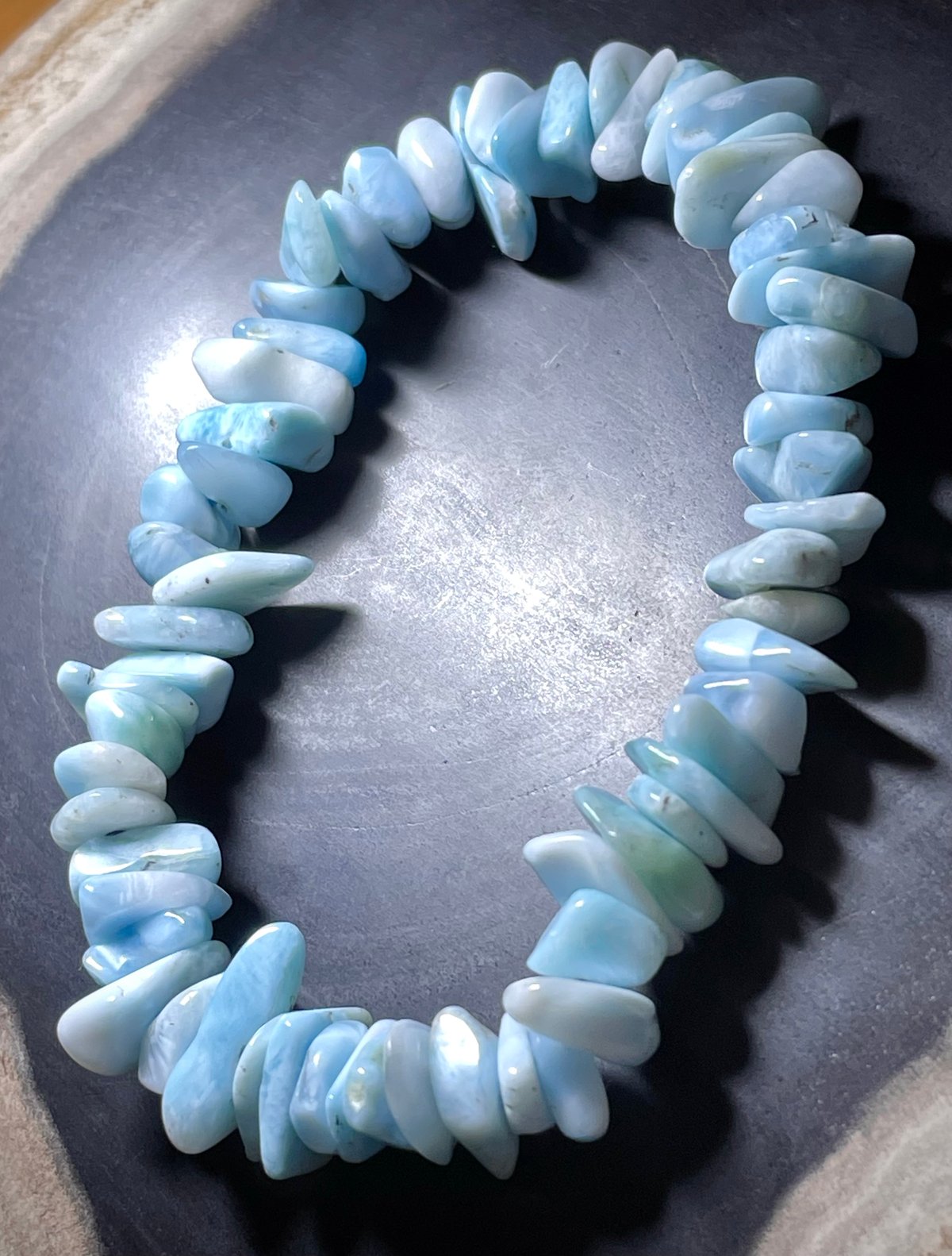 良質☆ラリマー【ブルーペクトライト】 さざれ◇ブレスレット◇天然石