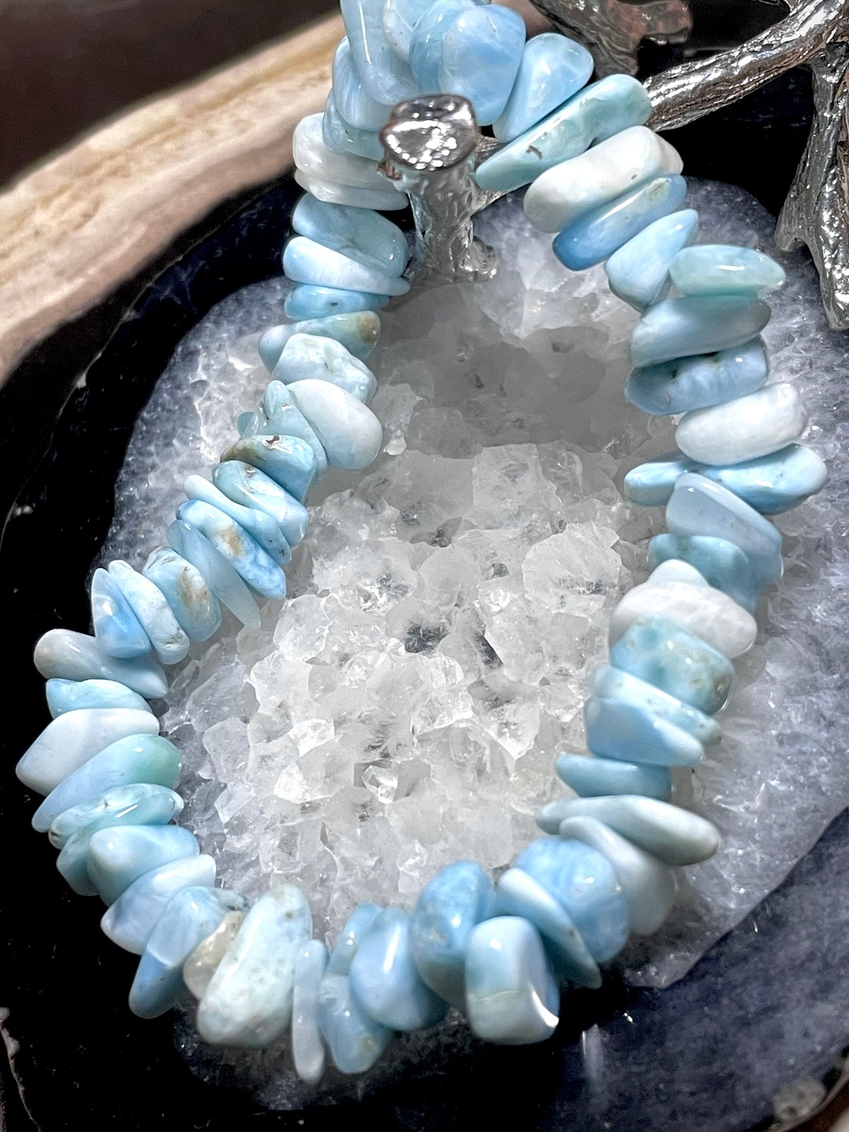 良質☆ラリマー【ブルーペクトライト】 さざれ◇ブレスレット◇天然石